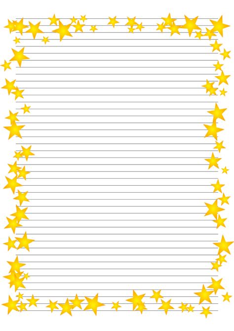 Gold Star Border Lined A4 Writing Paper - Etsy