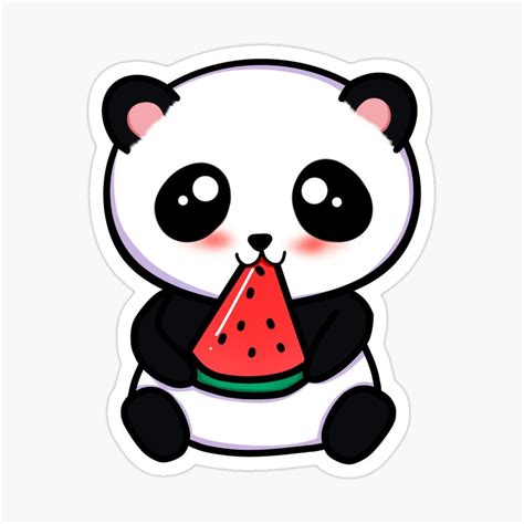 "Panda Eating Watermelon " Sticker for Sale by ButterflyX | Cute panda ...