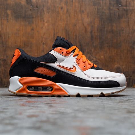 nike men air max 90 premium sail safety orange black gum med brown