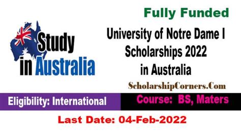 University of Notre Dame International Scholarships 2022 in Australia