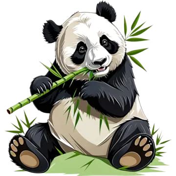 Panda Eating Bamboo Shirt Design, Illustration, Element, Panda PNG ...