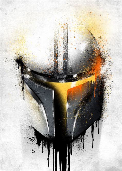 'Mandalorian Graffitti Helmet' Poster, picture, metal print, paint by ...