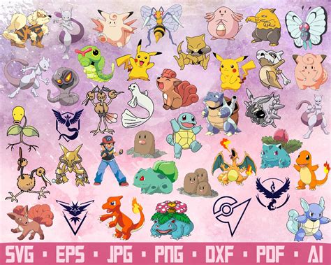 40 Pokemon Clip Art Svg Pokemon Printable Cut Files Instant - Etsy UK