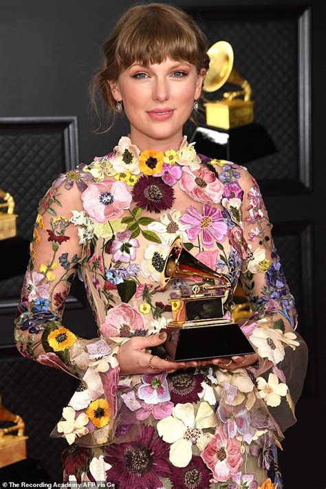 Grammys 2021: Winner Taylor Swift wears dress covered in embroidered ...