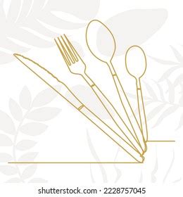 Knife Fork Spoon Continuous Line Drawing Stock Vector (Royalty Free ...