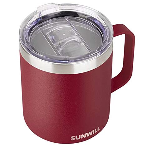 SUNWILL 14 oz Coffee Mug, Vacuum Insulated Camping Mug with Lid, Double ...