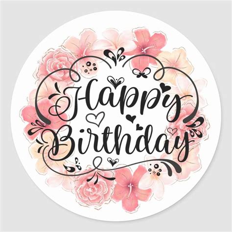 Happy Birthday Classic Round Sticker | Zazzle | Happy birthday logo ...