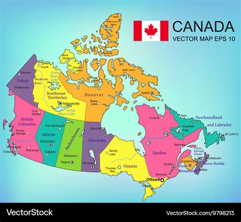 Canada map with provinces all territories Vector Image