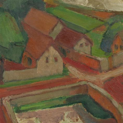 Oil Painting of Village Scene, 1951 | EBTH