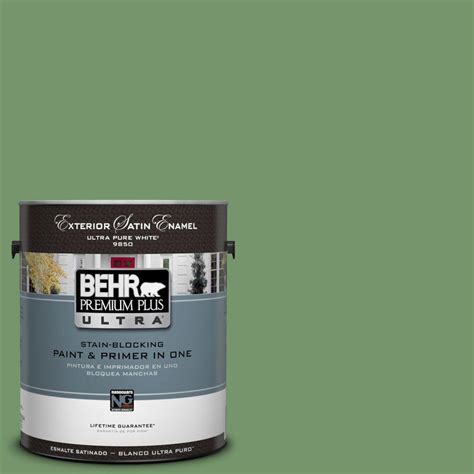 BEHR Premium Plus Ultra 1-Gal. #UL210-16 Botanical Green Satin Enamel ...