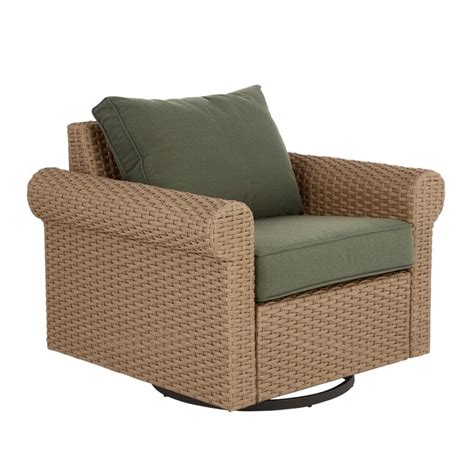 allen + roth Emerald Cove Wicker Brown Steel Frame Swivel Glider ...