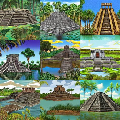 a partially sunken aztec temple in the florida | Stable Diffusion | OpenArt