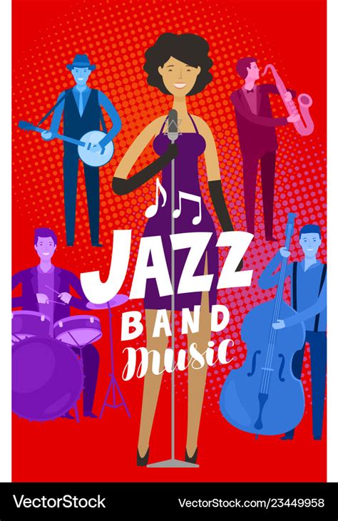 Jazz band poster musical festival live music Vector Image