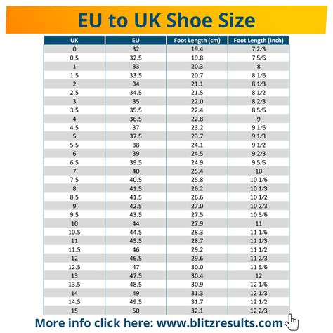 Athletic Shoe Size Chart