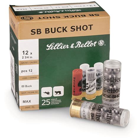 Sellier & Bellot Buckshot, 12 Gauge, 2 3/4" Shells, 00 Buckshot, 9 ...