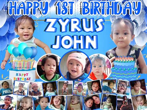 1st Birthday Blue Background for Birthday Tarpaulin in 2022 | 1st ...