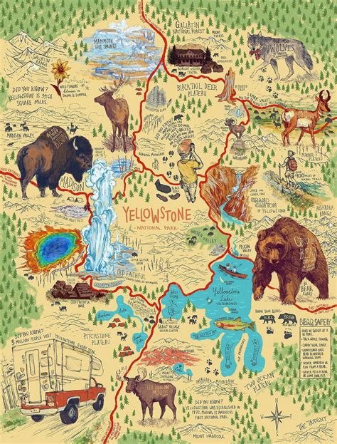 Map Of Top Attractions In Yellowstone - London Top Attractions Map