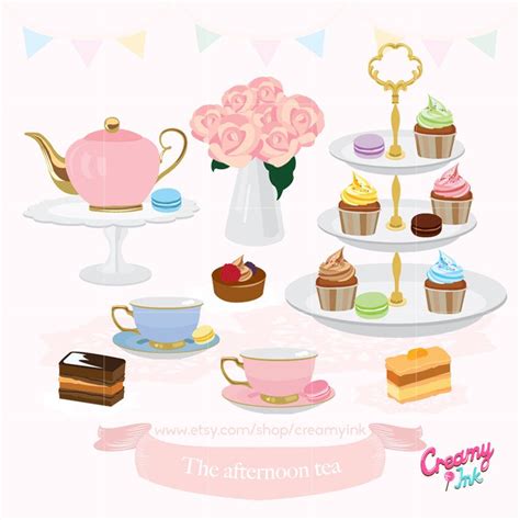 Afternoon Tea Party Digital Clip Art / English High Tea Digital Clipart ...