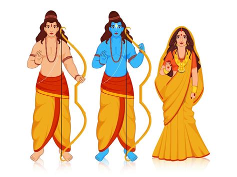 Hindu Mythology Lord Rama with His Wife Sita and Brother Laxman Giving ...