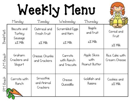 Sample+Daycare+Menu+Templates | Daycare lunch menu, Daycare menu ...