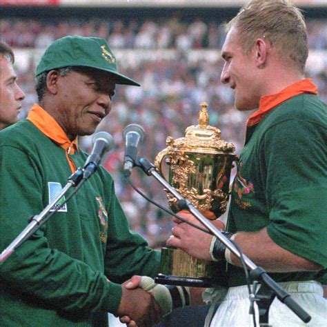 Nelson Mandela and Springboks captain Francois Pienaar. Rugby World Cup ...