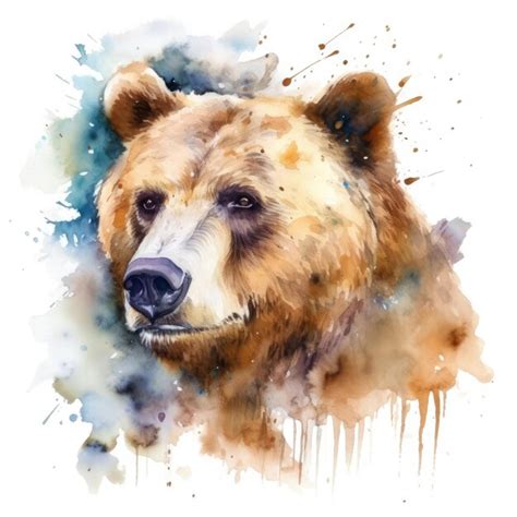 Premium AI Image | Watercolor painting of brown bear