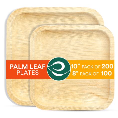 ECO SOUL Palm Leaf Bundle Set 300 Count(8" & 10") | Palm Leaf Plates ...