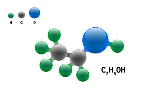 Chemistry model molecule ethanol C2H5OH scientific element formula ...