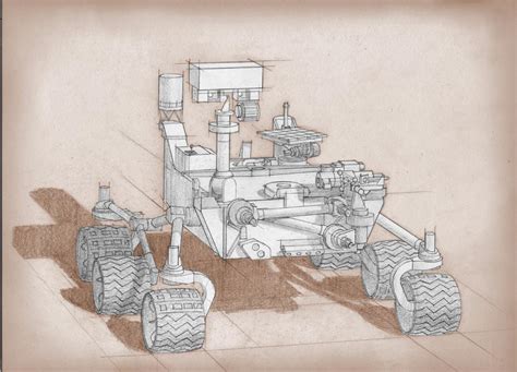 Blue-Print-Style Rover Sketch, Artist's Concept – NASA Mars Exploration