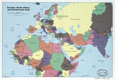 Large detailed political map of Europe, North Africa and Southwest Asia ...