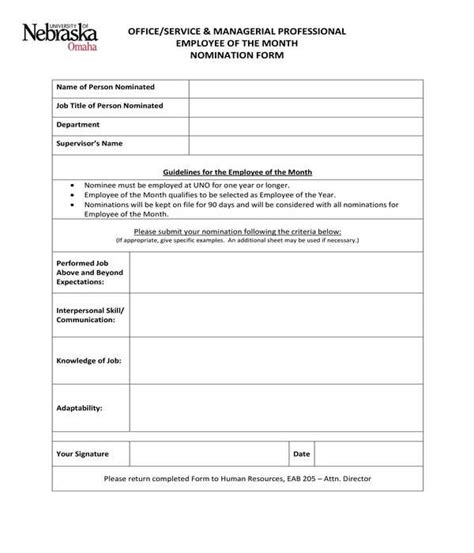 Printable Nomination Form - Printable Forms Free Online