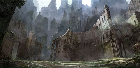 Ruin city, Florian de Gesincourt | Ruined city, Fantasy art landscapes ...