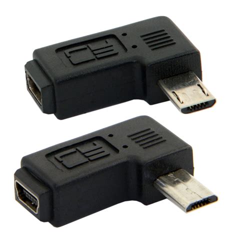 90 Degree Right Angled Mini USB Female to Micro USB Male Data Charger ...