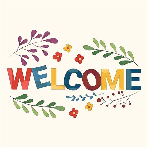 Premium Vector | Colorful Welcome Sign Flower Background Icons