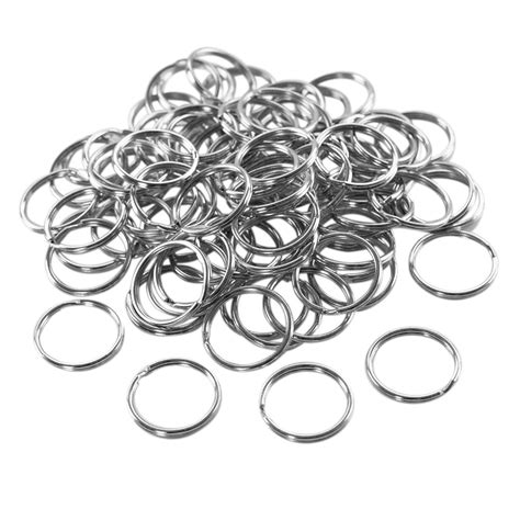 100pcs/lot 25mm Nickel Plated Silver Steel Round Edged Split Circular ...