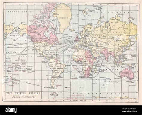 Vintage map of The British Empire on Mercator's Projection Stock Photo ...