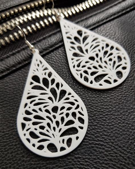 Lace Teardrop Earrings 3D Printed White Plastic Dangle | Etsy in 2020 ...