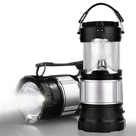 2-in-1 Solar Lantern Rechargeable Flashlight Collapsible LED Lantern ...