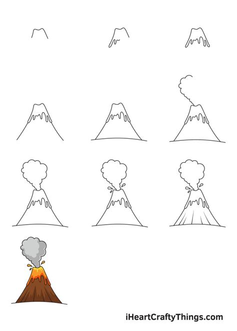 Volcano Drawing - How To Draw A Volcano Step By Step