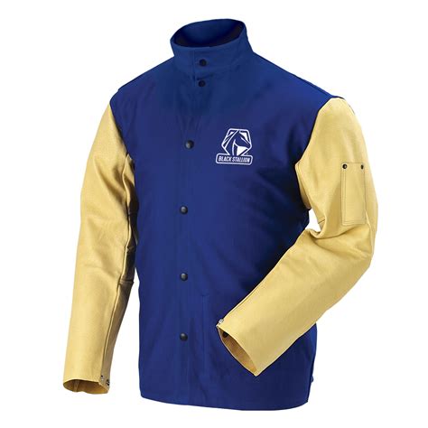 Welding Jackets: FR Cotton & Grain Pigskin Hybrid Welding Jacket, Royal ...