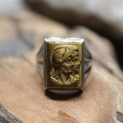 1940's Vintage Mens 10K Ring Solid White Gold Ring Roman Soldier Ring 6 ...