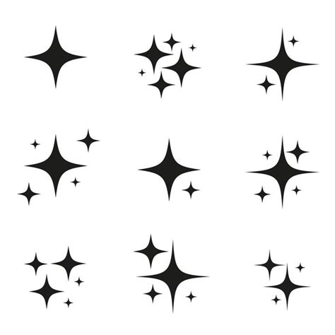 black and white stars icon set in different shapes on a white ...