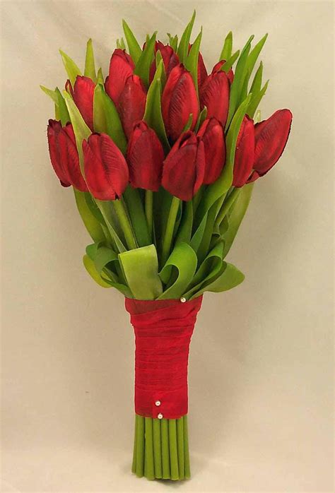 Red Tulip Bridal Posy Bouquet - Wedding Bouquets - Silk & Artificial ...