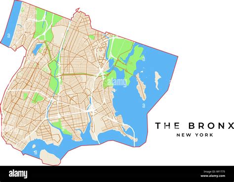 Vector map of The Bronx, New York, USA. Various colors for streets ...