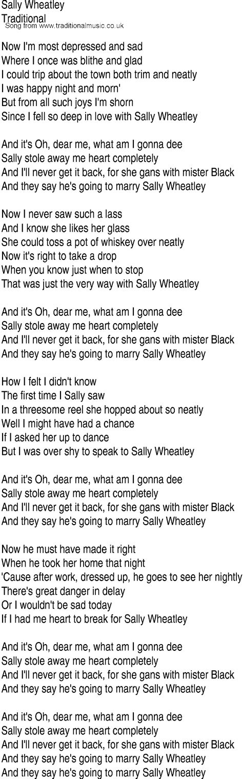 Irish Music, Song and Ballad Lyrics for: Sally Wheatley