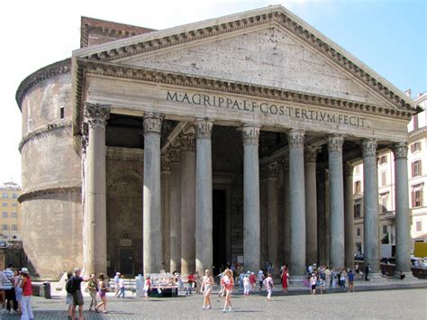 Front Side And Top View Of Roman Pantheon