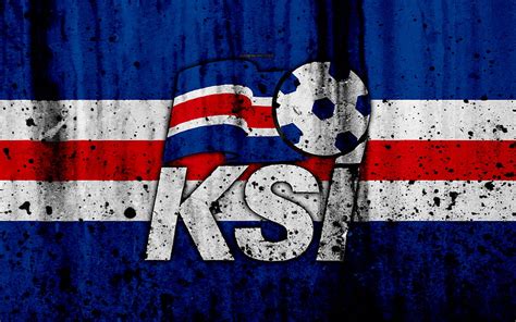 Iceland national football team logo, grunge, Europe, football, stone ...