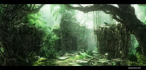 Jungle ruins, Maciej Sikora | Jungle art, Fantasy landscape, Jungle temple