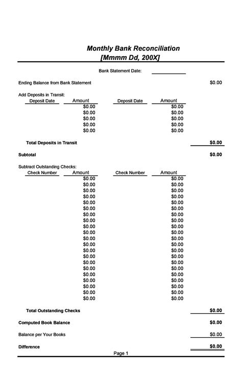 Bank Reconciliation Excel Template