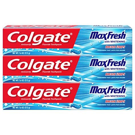 Colgate Max Fresh Toothpaste with Mini Breath Strips, Cool Mint - 7.6 ...